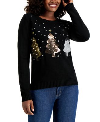Karen Scott Sequin-Embellished Christmas Tree Sweater - Macy's